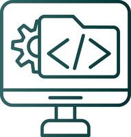 icono de gradiente de línea de desarrollo de software vector