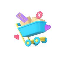 Shopping purchase sale discount goods buying special offer 3d icon realistic illustration vector