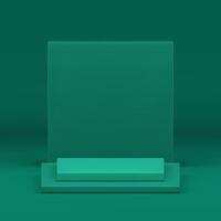 Geometric step 3d podium pedestal display platform with squared wall background realistic vector