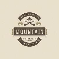 Mountains camping logo emblem illustration. vector