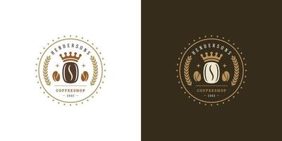 Coffee shop logo template illustration with bean silhouette good for cafe badge design and menu decoration vector