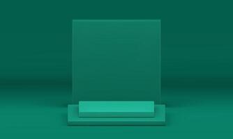 3d squared podium pedestal green commercial showcase realistic illustration vector