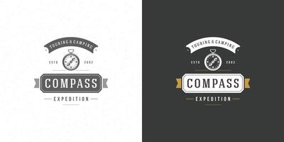 Compass logo emblem illustration outdoor expedition adventure for shirt or print stamp vector