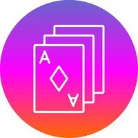 póker tarjetas línea degradado circulo icono vector