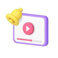 nuevo jugando Blog vlog suscribir recordatorio para empujar notificación 3d icono realista vector