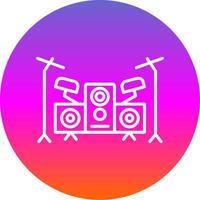 Drum Set Line Gradient Circle Icon vector