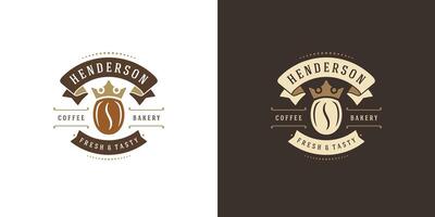 Coffee shop logo template illustration with bean silhouette good for cafe badge design and menu decoration vector