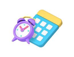 Calendar reminder deadline agenda alarm clock important mark planning 3d icon realistic vector