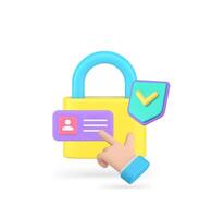 Personal data account protect access cyber security information safety 3d icon realistic vector