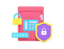 bancario seguridad seguro dinero tesoro almacenamiento proteccion contraseña 3d icono realista vector