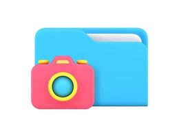 Photo image media multimedia content storage archive folder camera 3d icon realistic vector