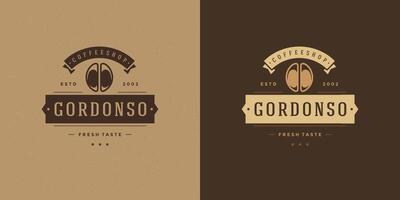 Coffee shop logo template illustration with bean silhouette good for cafe badge design and menu decoration vector