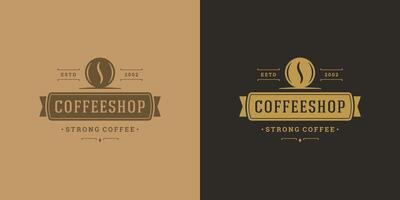 Coffee shop logo template illustration with bean silhouette good for cafe badge design and menu decoration vector