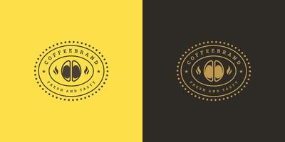 Coffee shop logo template illustration with bean silhouette good for cafe badge design and menu decoration vector