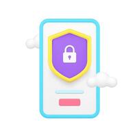 Smartphone data cloud storage protection app software access 3d icon realistic illustration vector
