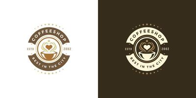 café o té tienda logo modelo ilustración con frijol silueta bueno para café Insignia diseño y menú decoración vector