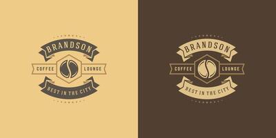 Coffee shop logo template illustration with bean silhouette good for cafe badge design and menu decoration vector