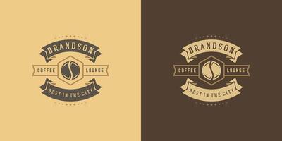 Coffee shop logo template illustration with bean silhouette good for cafe badge design and menu decoration vector