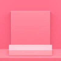 3d pink podium pedestal platform showcase display squared wall background realistic vector