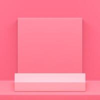 3d pink podium pedestal platform showcase display squared wall background realistic vector