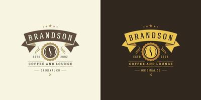 Coffee shop logo template illustration with bean silhouette good for cafe badge design and menu decoration vector