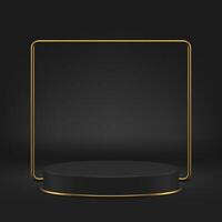 3d cylinder podium pedestal luxury elegant black showroom realistic illustration vector