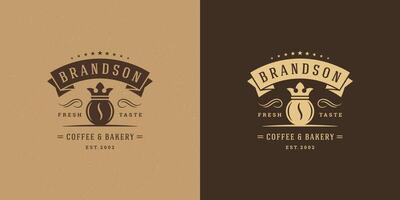 Coffee shop logo template illustration with bean silhouette good for cafe badge design and menu decoration vector