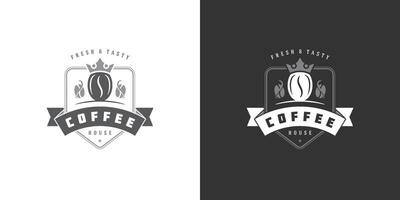 Coffee shop logo template illustration with bean silhouette good for cafe badge design and menu decoration vector