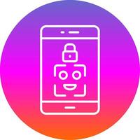 Facial Recognition Line Gradient Circle Icon vector
