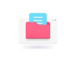 File folder info cloud storage organization internet archive data management 3d icon vector