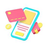 Smartphone card payment application online banking service technology 3d icon realistic vector