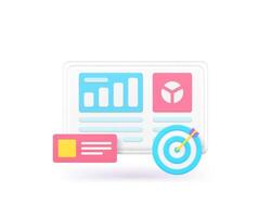 Business analyzing workflow process project implementation efficiency working 3d icon vector