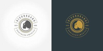 Bison head logo emblem illustration silhouette for shirt or print stamp vector