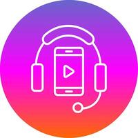 Headphones Line Gradient Circle Icon vector