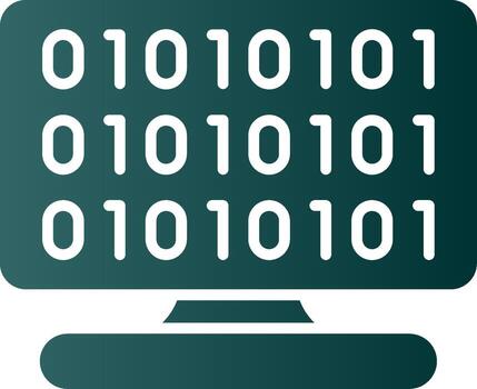 binario código glifo degradado icono vector