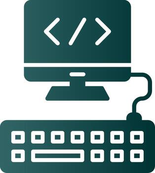 web programación glifo degradado icono vector