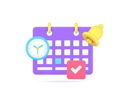 Time management deadline agenda important meeting calendar reminder notification 3d icon vector