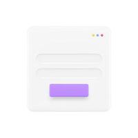 Internet browser tab navigation panel button search web site information 3d icon realistic vector