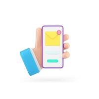 Newsletter incoming message email electronic mail notification smartphone application 3d icon vector