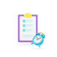 Time management business productivity efficient planning task complete 3d icon realistic vector