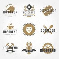 Set hand drawn style retro logos or badges vector