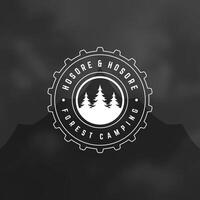 Forest camping logo emblem illustration. vector