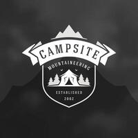 Forest camping logo emblem illustration. vector