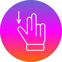 Two Fingers Drag Down Line Gradient Circle Icon vector