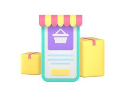 Online shopping marketplace order delivery service smartphone application 3d icon realistic vector