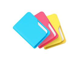 File folder stack with document datum archive paperwork 3d icon realistic illustration vector