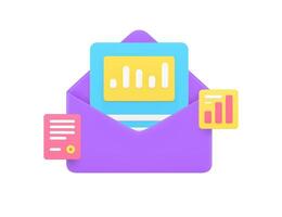 negocio correo correo electrónico analizando reporte analítica Estadísticas entrante mensaje 3d icono realista vector