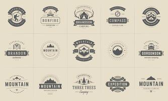 Camping logos and badges templates design elements vector