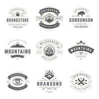 Camping logos templates design elements and silhouettes set vector