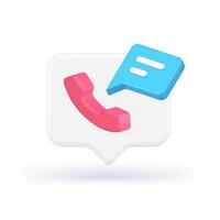 Phone call telephone chat helpdesk assistance quick tips application 3d icon realistic vector